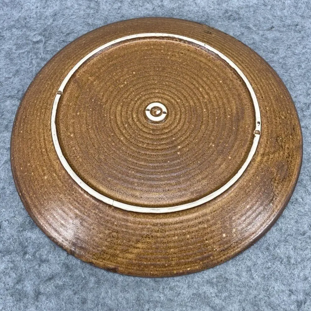 Vintage California Pottery 11 in Platter Circa 1950 Made in the USA Brown Swirl